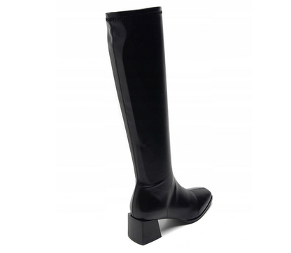 Botte haute à talon bas avec semelle en caoutchouc antidérapante