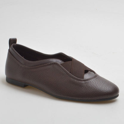 ballerines en cuir à brides élastiques croisées